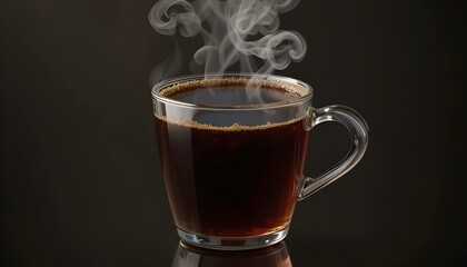 Isolated on a clear background is a fragrant cup of black coffee.