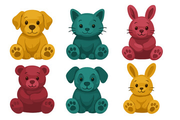 Fototapeta premium Colorful cartoon animals sitting together, creating a cheerful and playful scene