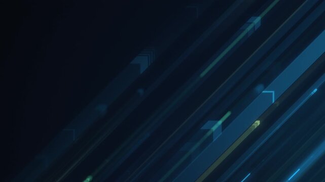 Abstract Animated Arrows Moving Diagonally on Blue Background. Growth in development performance - Animation loop. Rising arrows depicting successful business investment strategy that boost profit.