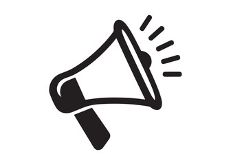 megaphone logo silhouette vector, loudspeaker logo silhouette illustration, megaphone speaker logo silhouette, loudhailer announcement message speaker logo silhouettes vector on white background