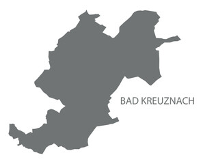 Bad Kreuznach city map with boroughs grey illustration silhouette shape