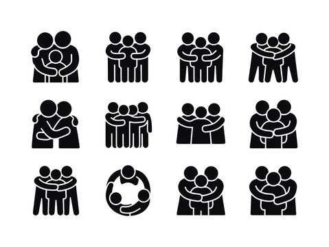 Unified Embrace Icons. Group Hug. Solid icon set of Group Hug: f