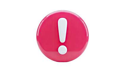 3D Exclamation Mark on Pink Circle - Warning Concept