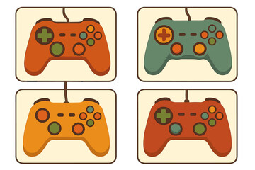 Colorful gaming controllers displayed in a creative layout on a light background reflecting fun in gaming culture
