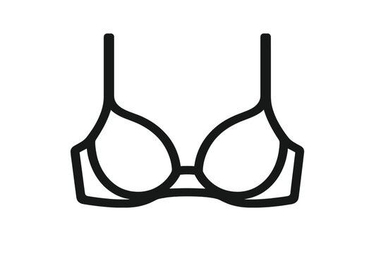 Minimalist line art icon of a woman's brassiere undergarment for fashion design