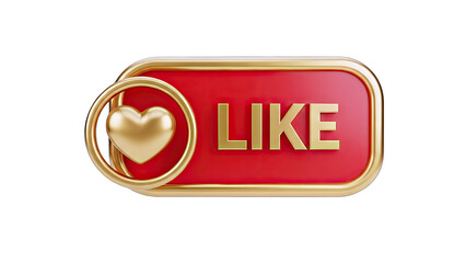 3D Like Button with Heart Icon - Social Media Concept