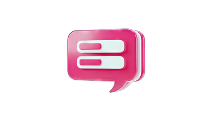 3D Pink Chat Bubble with Progress Bars on White Background
