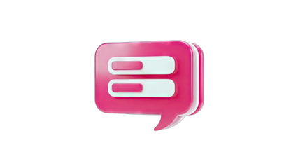 3D Pink Chat Bubble with Progress Bars on White Background