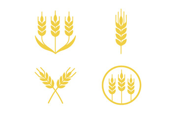 Fototapeta premium Various designs of wheat symbols showcasing agricultural themes and nature's abundance in a simple and modern style