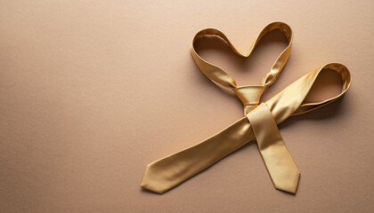 Elegant Heart-Shaped Arrangement of Two Men's Ties, Minimalist Style, Studio Setting, Still Life Photography