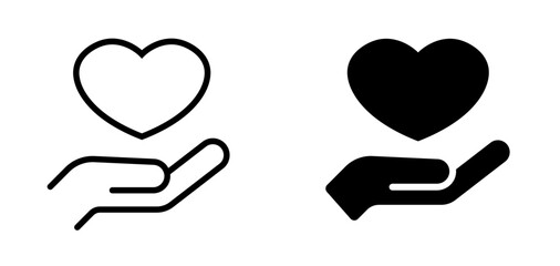 Heart and hand icon. Heart health, healthcare symbol