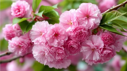Obraz premium Cherry blossoms bloom vibrantly in various shades of pink, filling the air with beauty. This peaceful scene captures the essence of springtime, inviting calmness and joy