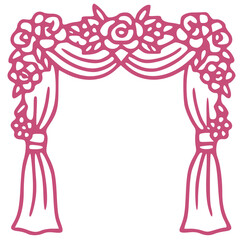 Romantic floral wedding arch outline illustration