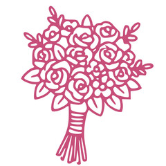 Beautiful wedding bouquet floral line illustration