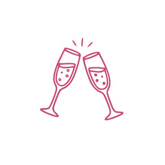 Clinking champagne glasses outline for celebration themes