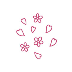 Cute scattered flower petals outline for decorations