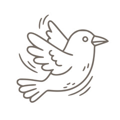 Cute flying bird outline for peaceful designs
