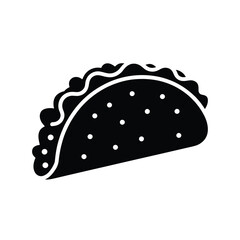 Simple black and white illustration of a classic filled taco design