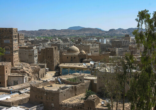 Traditional mudbrick houses, Al Bayda Governorate, Rada, Yemen