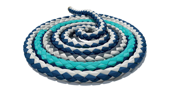 Geometric coiled snake: 3d artistic polygon design with blue accents
