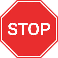 Single Red Octagonal Stop Sign with White Border and Text traffic sign road sign