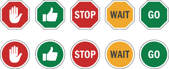 Stop Wait Go Signs and Symbols Collection 00f77ccae6423f89f904a3436662bebadr vector