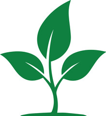 Adobe Illustrator Artwork, Green Plant Icon – Minimalist Nature and Growth Symbol