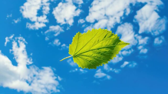 A single leaf in the sky.