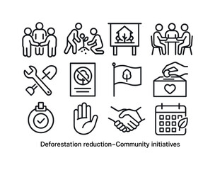 Fototapeta premium Community Action Icons. deforestation reduction