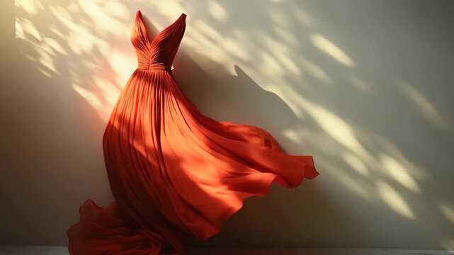 attractive red prom dress on a white background