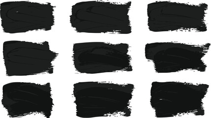 Set of black brush stroke texture background for design elements