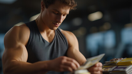 An athlete organizing weekly supplement packets inside a labeled pill organizer, ensuring recovery, hydration, and endurance support throughout a demanding training schedule. cinematic color