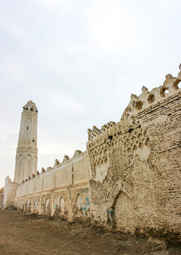 Old mosque minaret in the town, Al Hudaydah Governorate, Zabid, Yemen