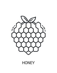 Obraz premium Honey Comb with Leaves Line Art Icon.