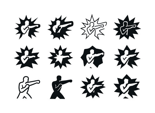 Body Combat Icons. body combat. Icon set. Set Logo of body comba