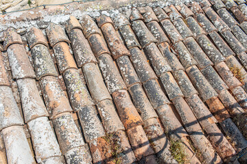 Natural pattern of old roof, top view.