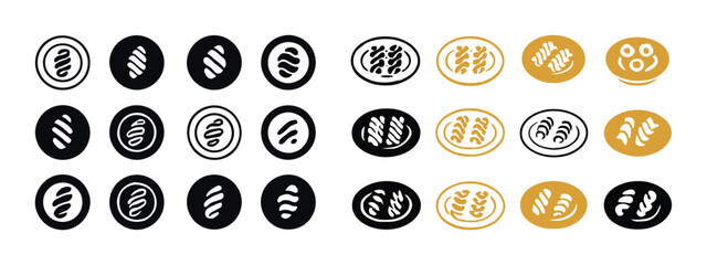 Unique artistic abstract circle patterns in black gold white