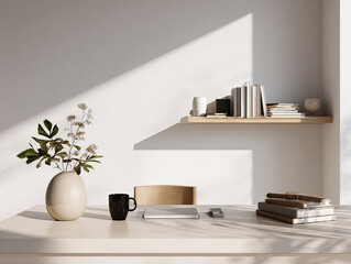 Mindful workspace with simple design and natural light promoting career minimalism and work life balance