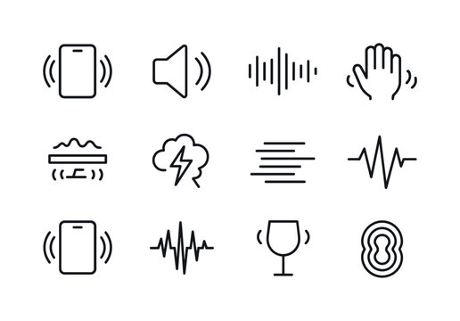 Vibration Icon Set. Vibration. Line icon set of Vibration: vibra