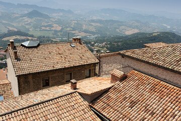 Natural pattern of old roof, top view.
