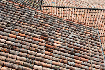 Natural pattern of old roof, top view.