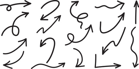 hand drawn arrow vector set on white background