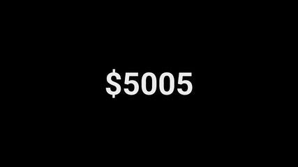 Dollar number counter animation from 0 to 10,000 in 4k for amount concept and financial or business use, animated dollar counter from zero to ten thousand on transparent background. - Powered by Adobe