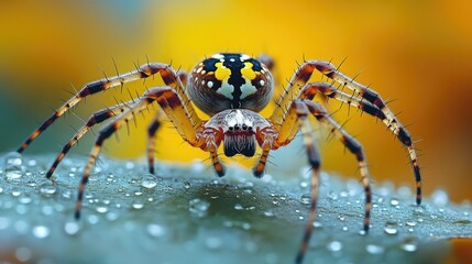 Fototapeta premium Close-Up Macro Shot of a Spider, Nature Photography Backgrounds, Environmental Studies, Wildlife Documentation, Entomology.