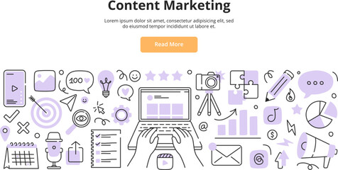 Content marketing concept. Suitable for social media and digital marketing. Vector illustration for landing page, banner, or ad.