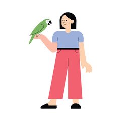 Holding Parrot Vector Flat Illustration EPS 10 File
