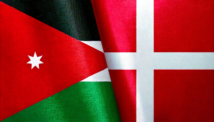デンマークの国旗とヨルダンの国旗(Denmark flag & Jordan flag.)
