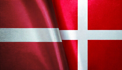 デンマークの国旗とラトビアの国旗(Denmark flag & Latvia flag.)
