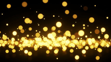 Golden bokeh lights abstract background with bright Christmas holiday sparkle, Golden bokeh abstract background with glowing lights and particles,