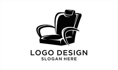 Vintage Barber Chair Logo Design Illustration.